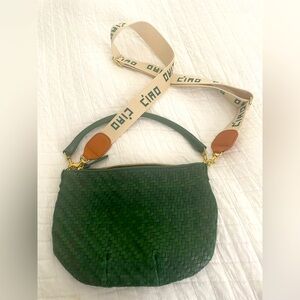 Clare V Petit Moyen
Evergreen Woven Zig Zag bag with Ciao strap